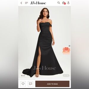 Trumpet/Mermaid Off the Shoulder Train Satin Prom Dresses With Ruffle #269852